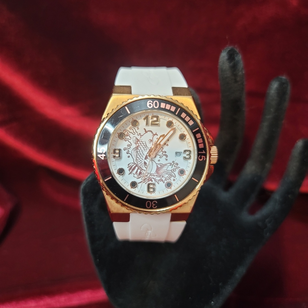 Ed Hardy Men's Immersions Silicone Rose Gold Koi Watch